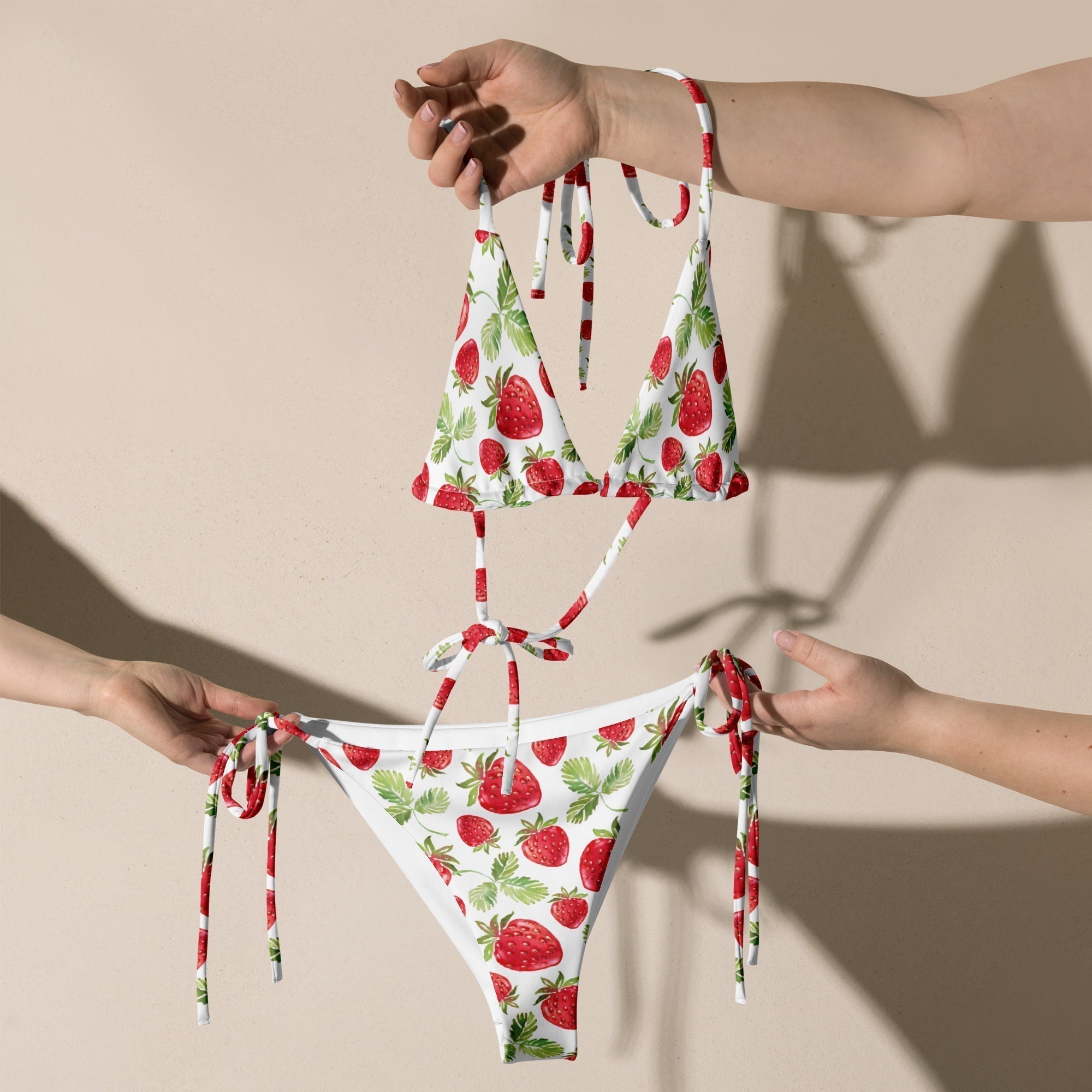 Strawberry pattern All - over print recycled string bikini - Vicky Garden