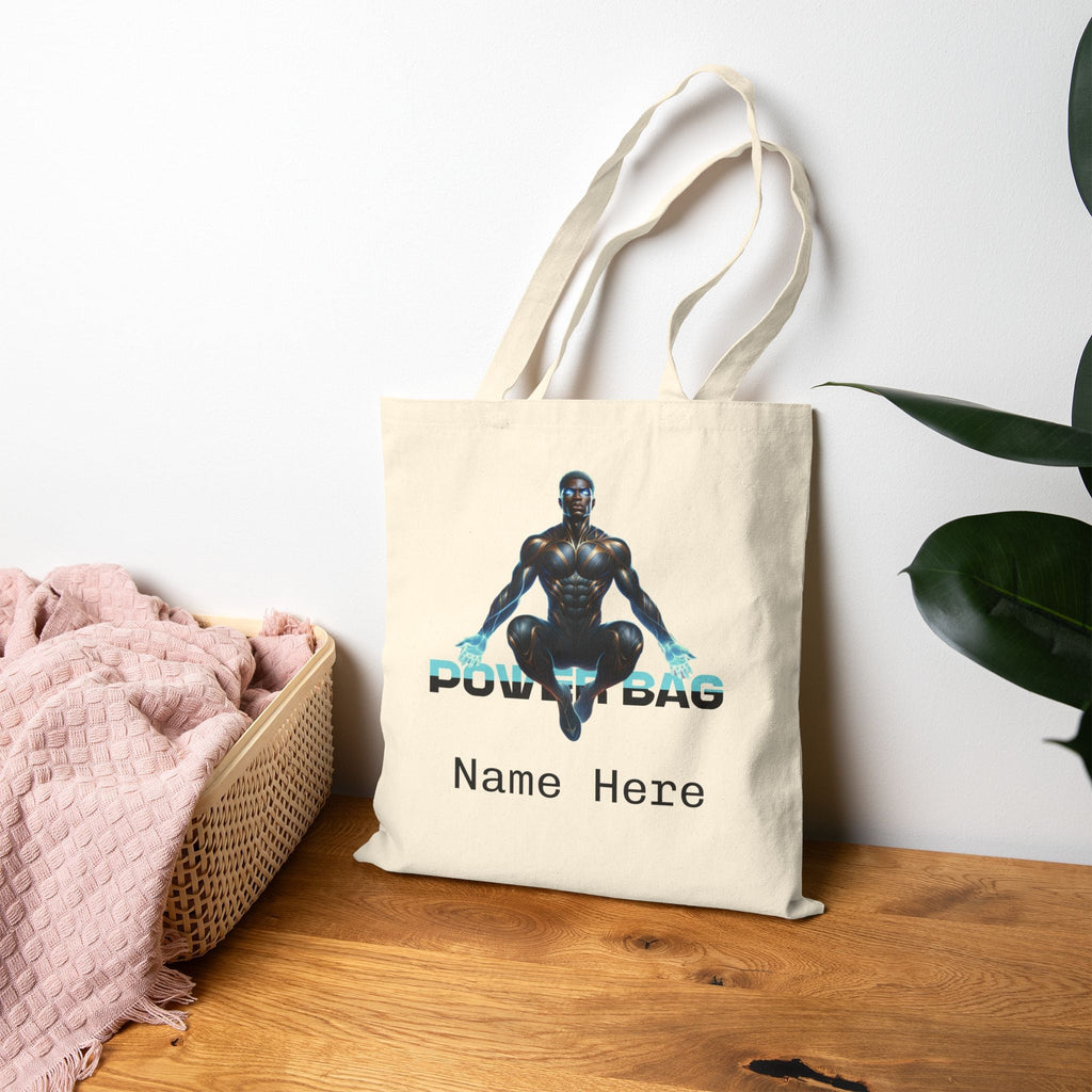 Superhero Powerbag Cotton Canvas Tote Bag - Personalized Name Custom Totebag, Customize Eco - Friendly Reusable Shopper Bag, Gift for Comic - Vicky Garden