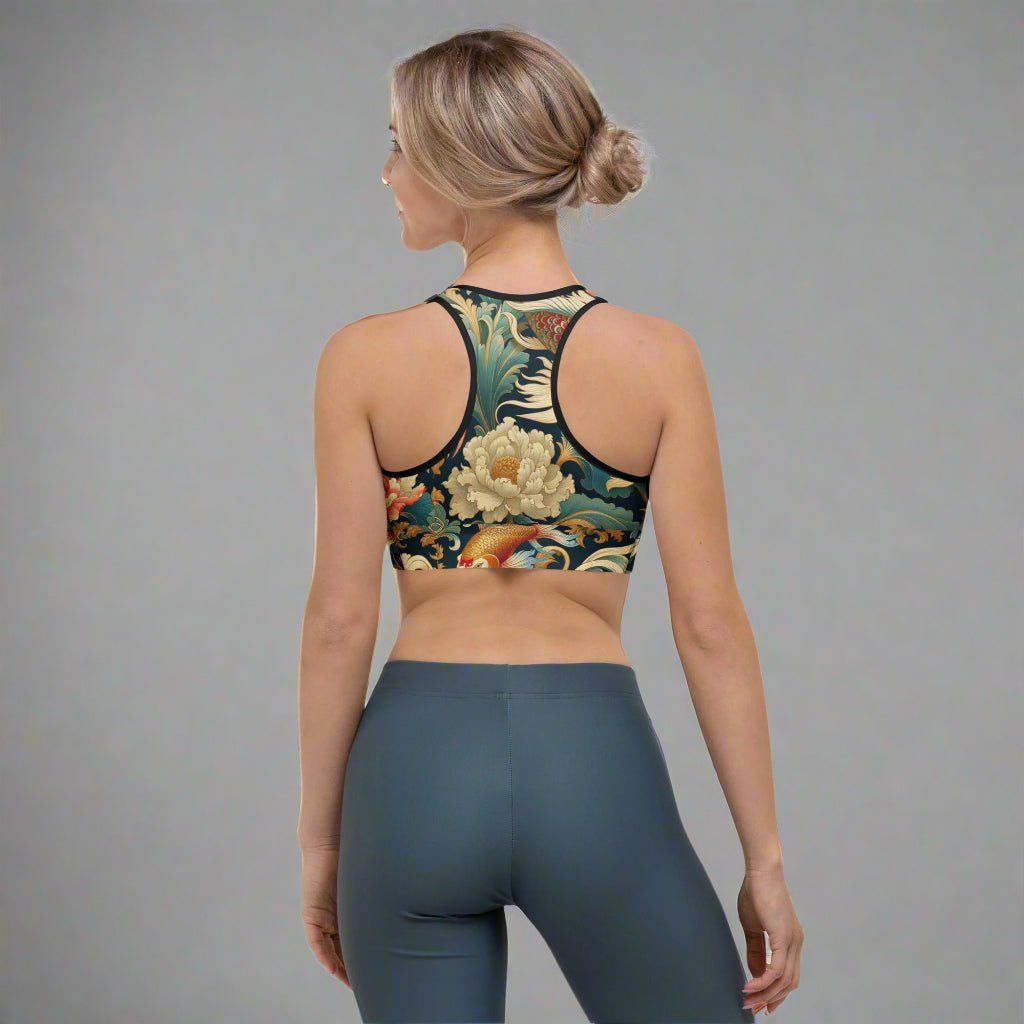 Swimming Koi Pattern Sports bra - Moisture - Wicking & Supportive | Perfect for Workouts - Vicky Garden