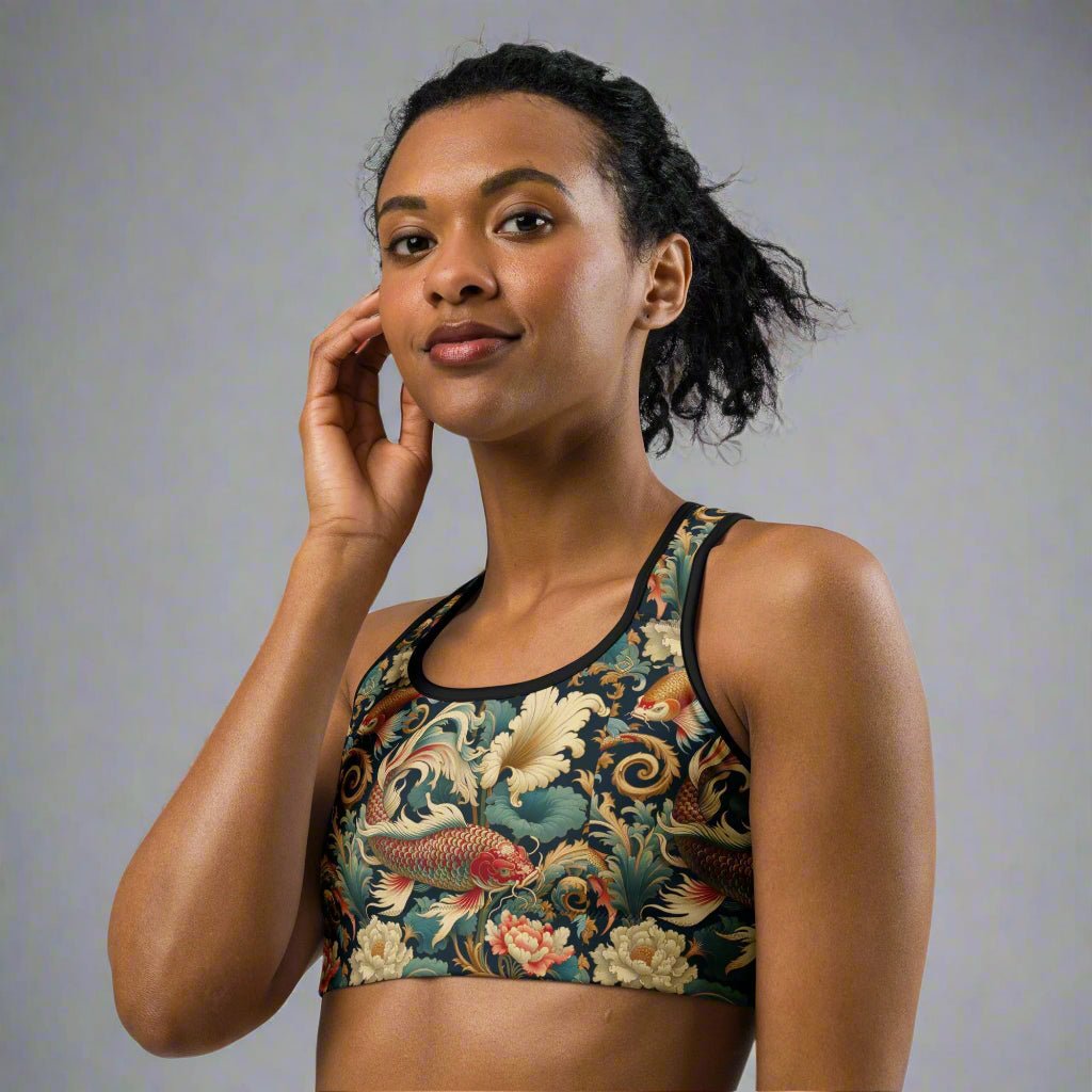 Swimming Koi Pattern Sports bra - Moisture - Wicking & Supportive | Perfect for Workouts - Vicky Garden