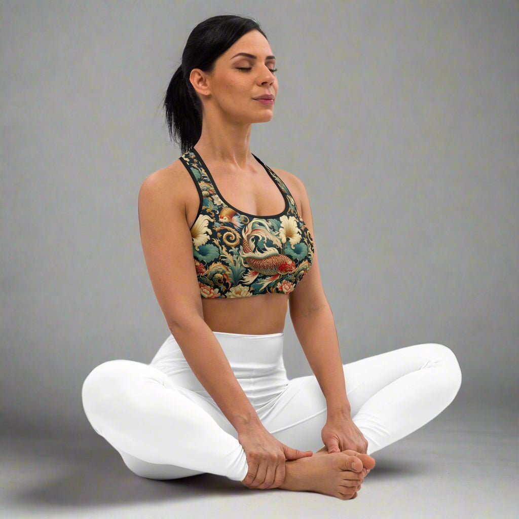 Swimming Koi Pattern Sports bra - Moisture - Wicking & Supportive | Perfect for Workouts - Vicky Garden