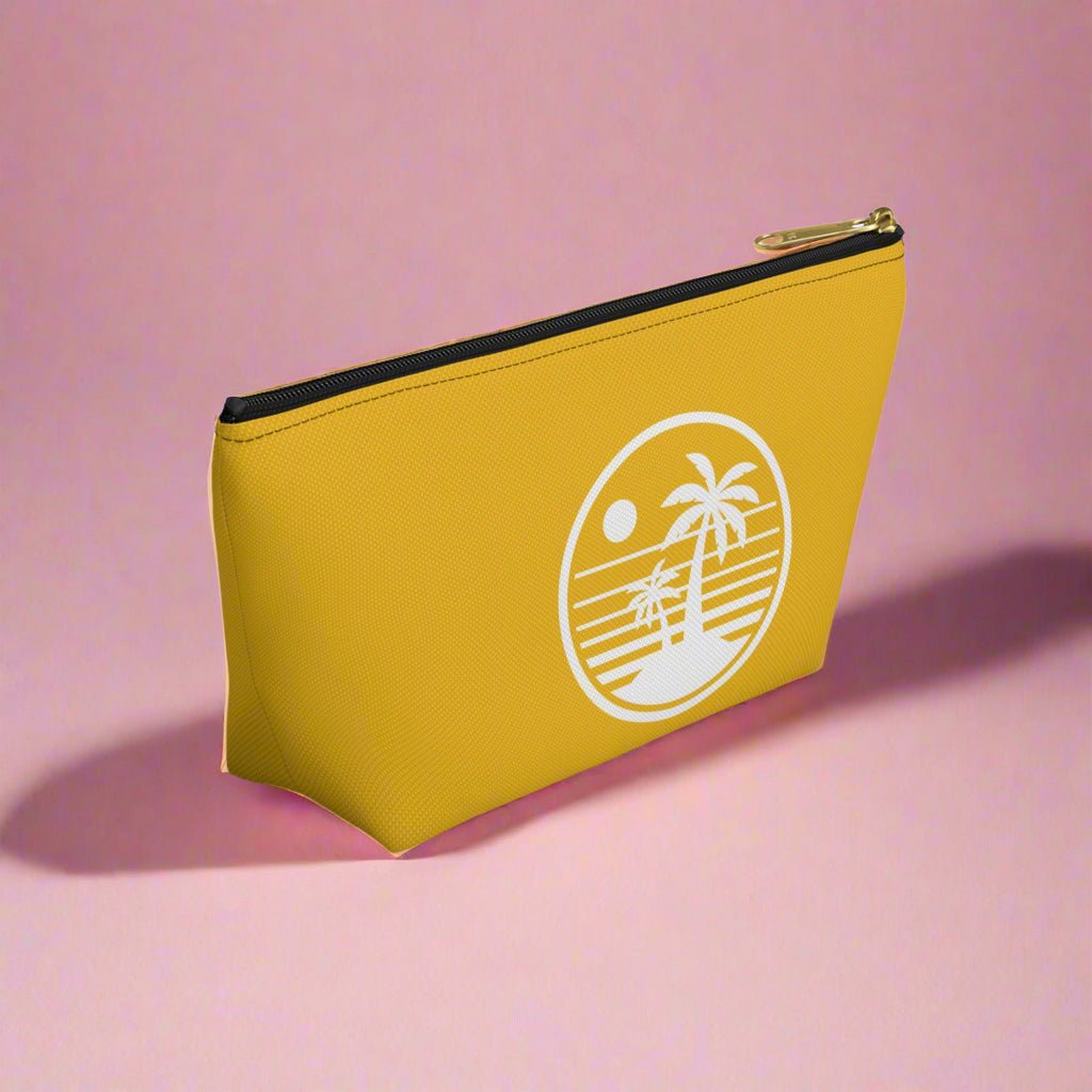 Tropical Vibe Accessory Pouch, Personalized Makeup Bag, Travel Organizer, Beach Lover Gift, Green Zip Clutch, Cosmetic Case, Toiletry Bag, - Vicky Garden