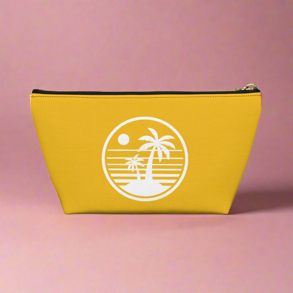 Tropical Vibe Accessory Pouch, Personalized Makeup Bag, Travel Organizer, Beach Lover Gift, Green Zip Clutch, Cosmetic Case, Toiletry Bag, - Vicky Garden