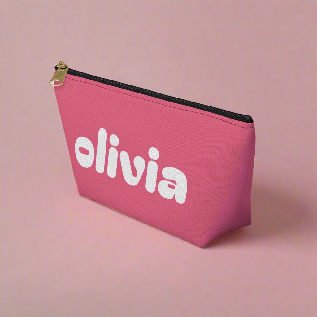 Tropical Vibe Accessory Pouch, Personalized Makeup Bag, Travel Organizing Pouch, Beach Lover Gift, Green Zip Clutch - Vicky Garden