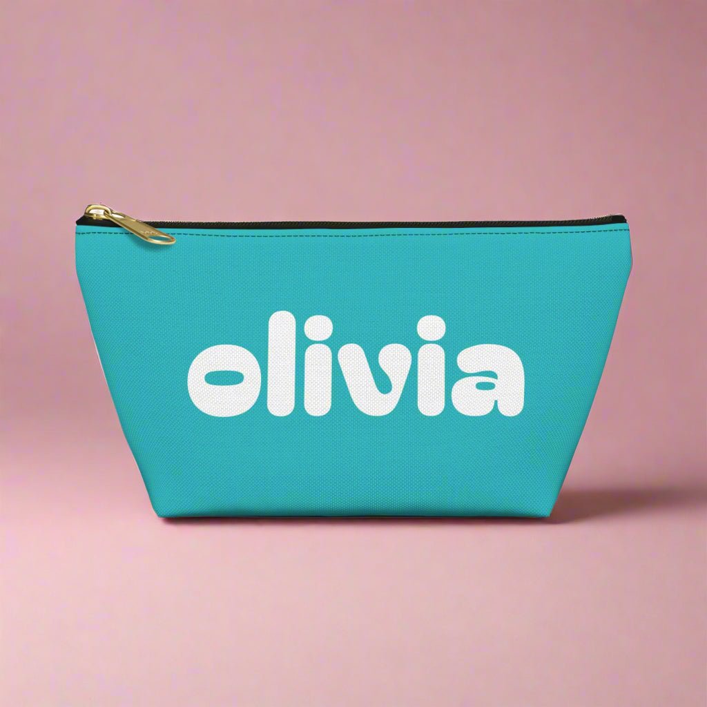 Tropical Vibe Accessory Pouch, Personalized Makeup Bag, Travel Organizing Pouch, Beach Lover Gift, Green Zip Clutch - Vicky Garden