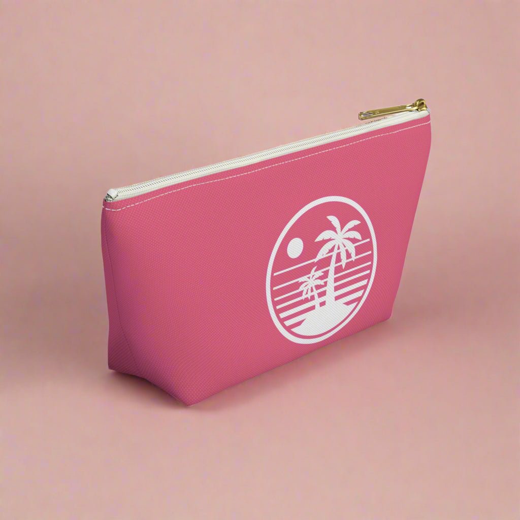 Tropical Vibe Accessory Pouch, Personalized Makeup Bag, Travel Organizing Pouch, Beach Lover Gift, Green Zip Clutch - Vicky Garden