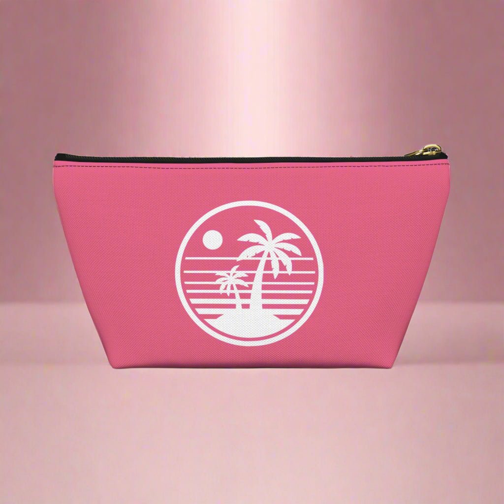 Tropical Vibe Accessory Pouch, Personalized Makeup Bag, Travel Organizing Pouch, Beach Lover Gift, Green Zip Clutch - Vicky Garden