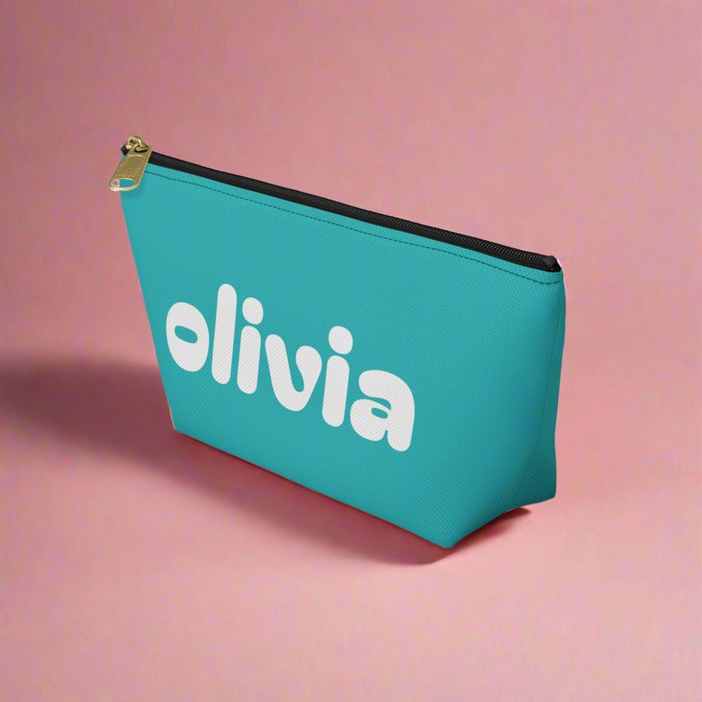 Tropical Vibe Accessory Pouch, Personalized Makeup Bag, Travel Organizing Pouch, Beach Lover Gift, Green Zip Clutch - Vicky Garden