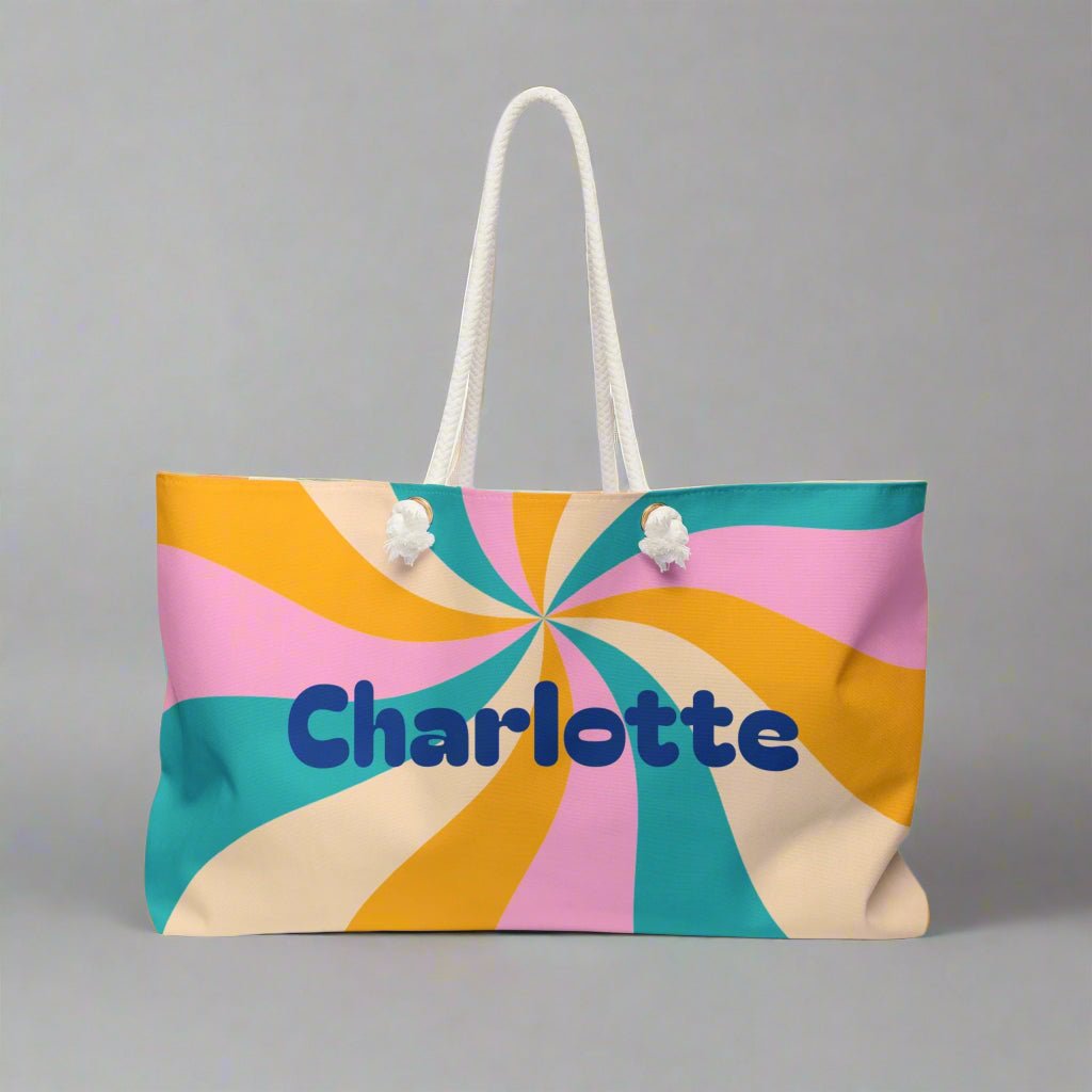 Tropical Weekender Bag, Personalized Travel Tote, Stylish Beach Bag, Customizable Gym Bag, Gifts for Her, Vacation Essential - Vicky Garden