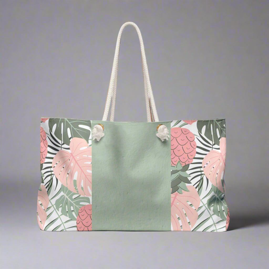 Tropical Weekender Bag, Personalized Travel Tote, Stylish Beach Bag, Customizable Gym Bag, Gifts for Her, Vacation Essential - Vicky Garden