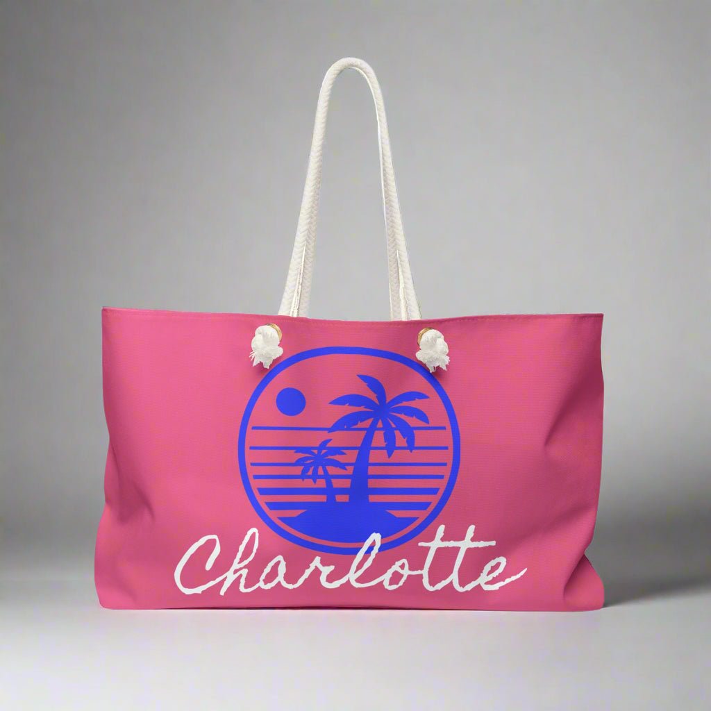 Tropical Weekender Bag, Personalized Travel Tote, Stylish Beach Bag, Customizable Gym Bag, Gifts for Her, Vacation Essential - Vicky Garden