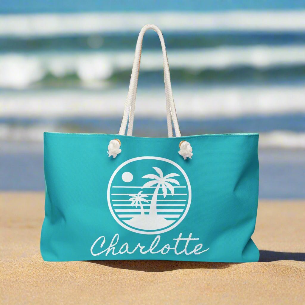 Tropical Weekender Bag, Personalized Travel Tote, Stylish Beach Bag, Customizable Gym Bag, Gifts for Her, Vacation Essential - Vicky Garden