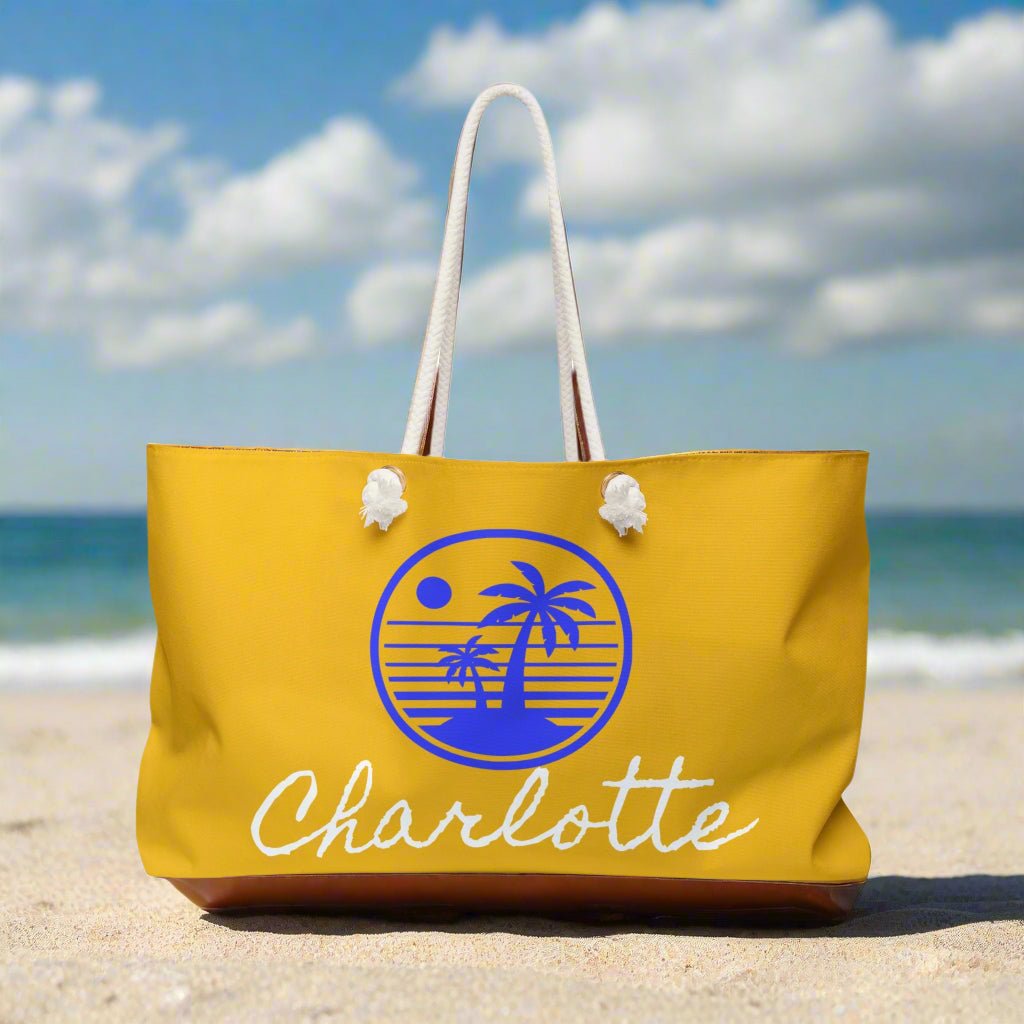 Tropical Weekender Bag, Personalized Travel Tote, Stylish Beach Bag, Customizable Gym Bag, Gifts for Her, Vacation Essential - Vicky Garden