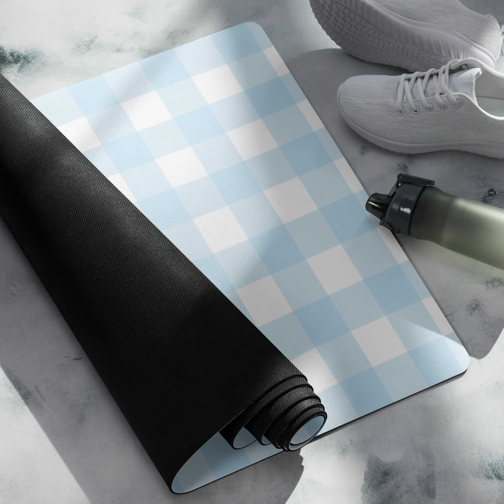 Yoga Mat - Checkered Print Anti - Slip, Soft Microsuede for Exercise & Meditation - Vicky Garden