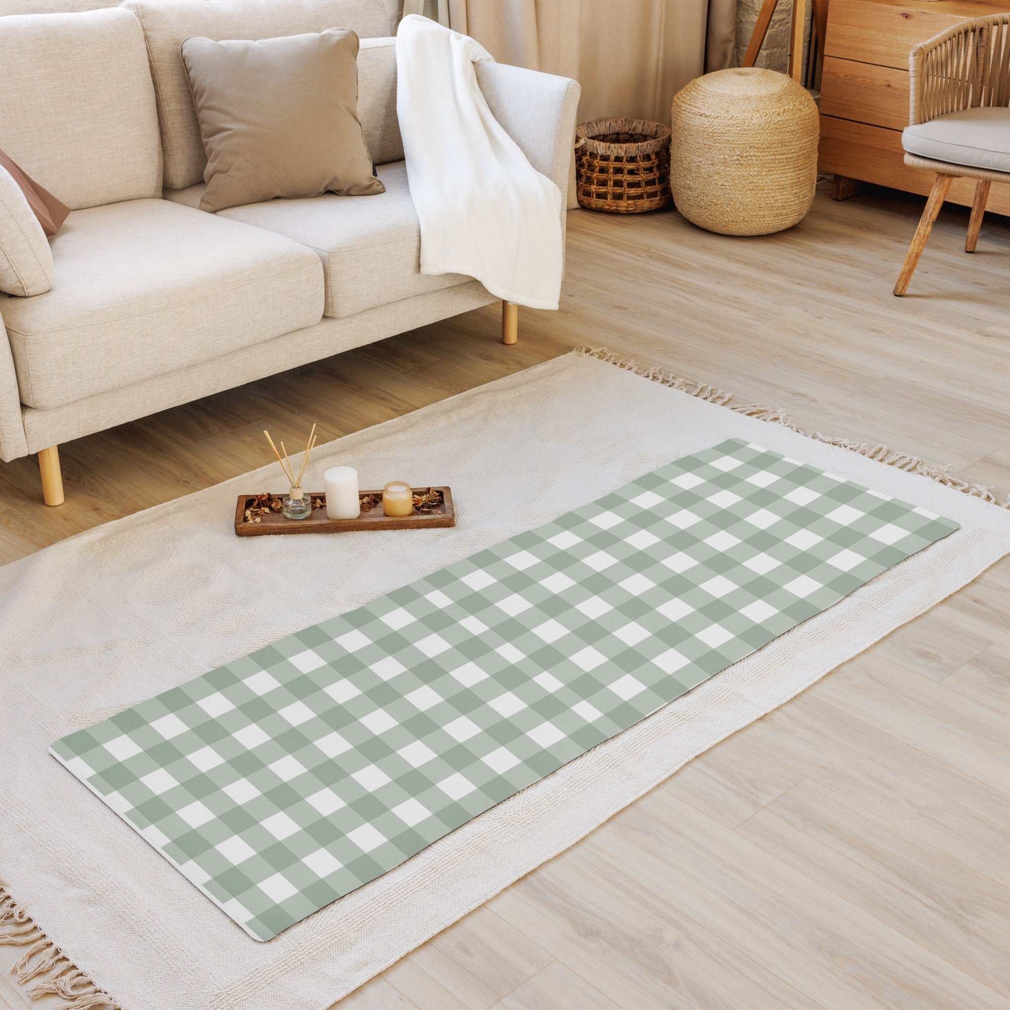 Yoga Mat - Checkered Print Comfortable & Anti - Slip Yoga Mat for All Activities - Vicky Garden