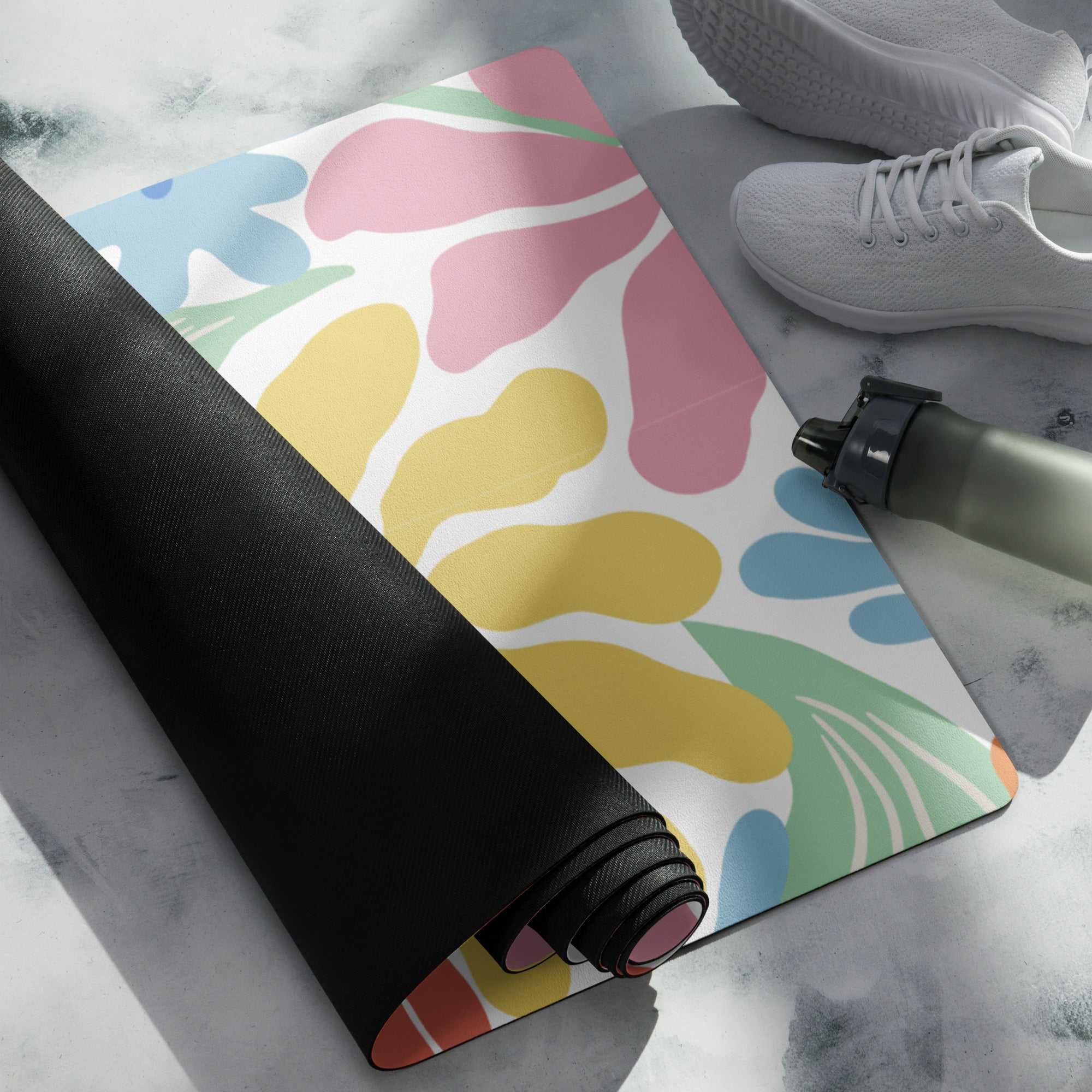 Yoga Mat - Floral Print Anti - Slip Soft Microsuede for Exercise & Meditation - Vicky Garden