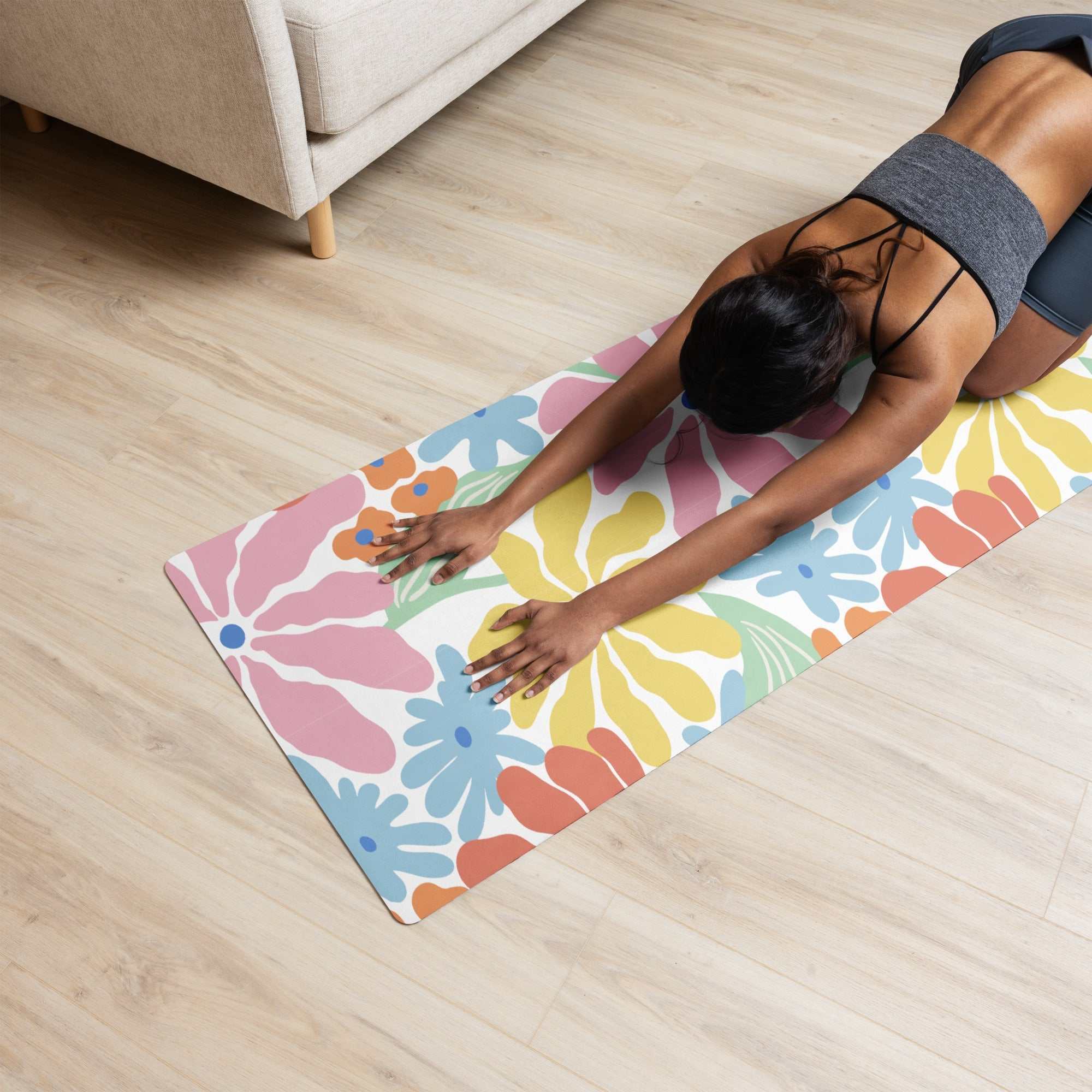 Yoga Mat - Floral Print Anti - Slip Soft Microsuede for Exercise & Meditation - Vicky Garden