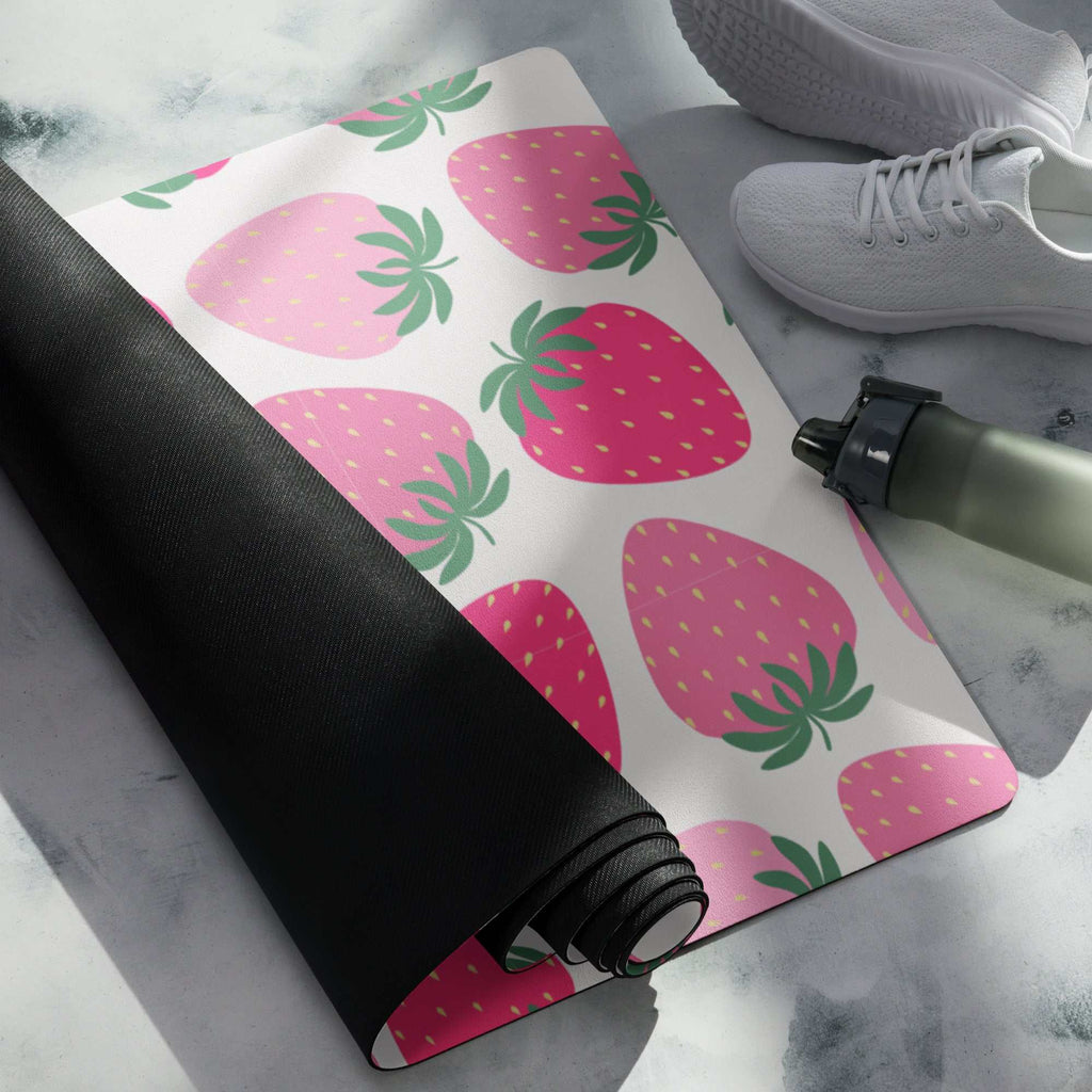 Yoga mat - Strawberry Print Comfort & Stability with Anti - Slip Design - Vicky Garden