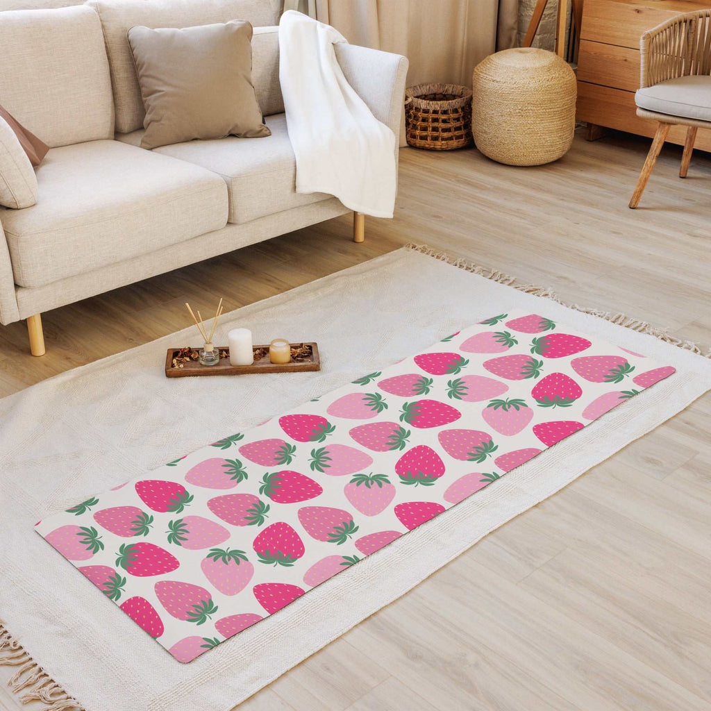 Yoga mat - Strawberry Print Comfort & Stability with Anti - Slip Design - Vicky Garden