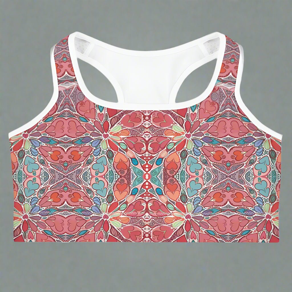 Yoga Sports Bra - Moisture - Wicking and Supportive Design Floral Pattern - Vicky Garden